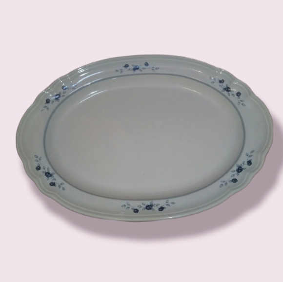 Pfaltzgraff Poetry Blue Rose Pattern Oval Serving Platter glossy 14.5" - Picture 6 of 11